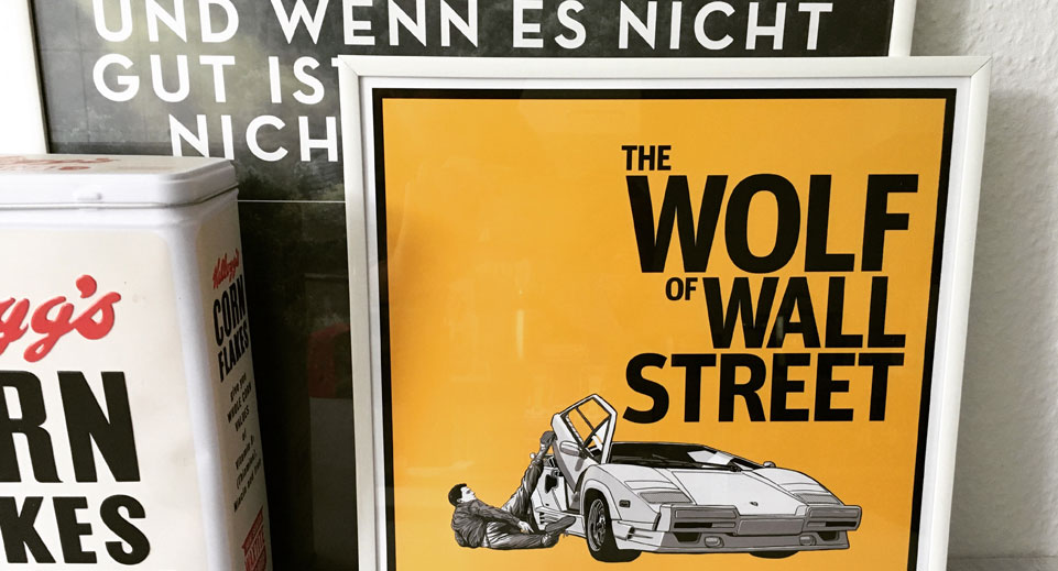 Wolf of Wall Street Poster im 30 x 30 Bilderrahmen
